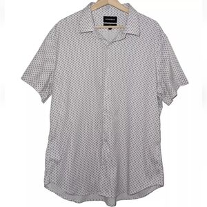 Bonobos Slim Fit Button Down Short Sleeve Men's Camp Shirt White Print XL